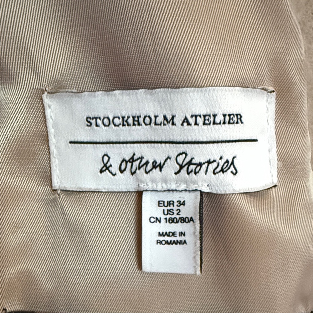 & Other Stories Stockholm Atelier Manteco Wool Blend Short Jacket Sand US 2 - Picture 8 of 9